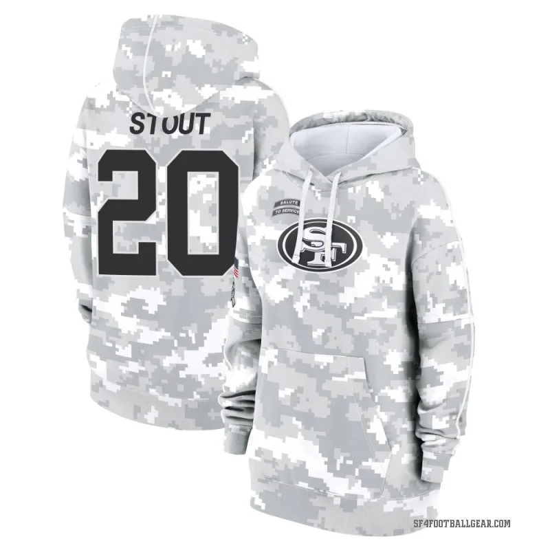 Upton Stout Women's Camo San Francisco 49ers Arctic 2024 Salute to Service Club Fleece Pullover Hoodie
