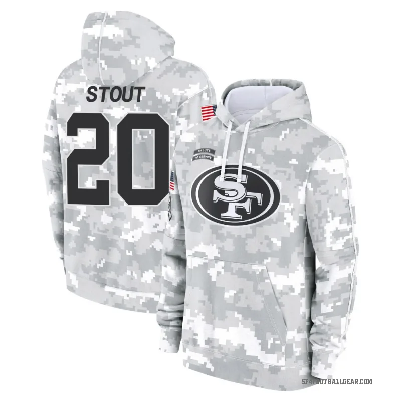 Upton Stout Youth Camo San Francisco 49ers Arctic 2024 Salute to Service Club Fleece Pullover Hoodie
