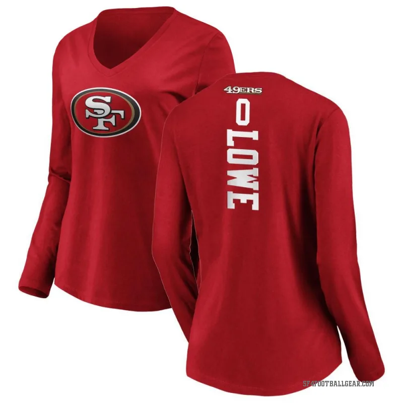 Vederian Lowe Women's Red San Francisco 49ers Backer Slim Fit Long Sleeve T-Shirt -