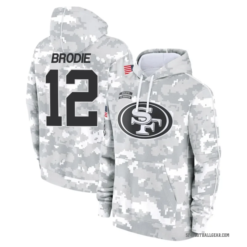 Wilson John Brodie Men's Camo San Francisco 49ers Arctic 2024 Salute to Service Club Fleece Pullover Hoodie