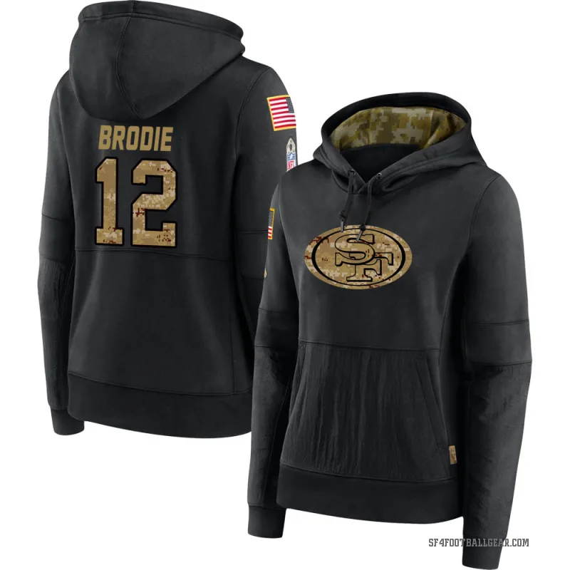 Wilson John Brodie Women's Black San Francisco 49ers 2020 Salute to Service Sideline Performance Pullover Hoodie