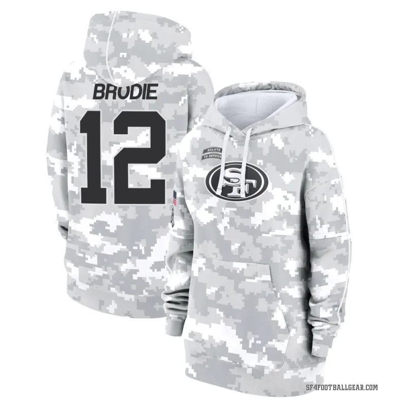 Wilson John Brodie Women's Camo San Francisco 49ers Arctic 2024 Salute to Service Club Fleece Pullover Hoodie