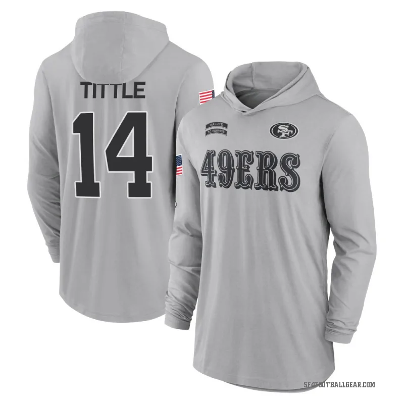 Y.A. Tittle Men's Gray San Francisco 49ers 2024 Salute to Service Lightweight Performance Long Sleeve Hooded T-Shirt