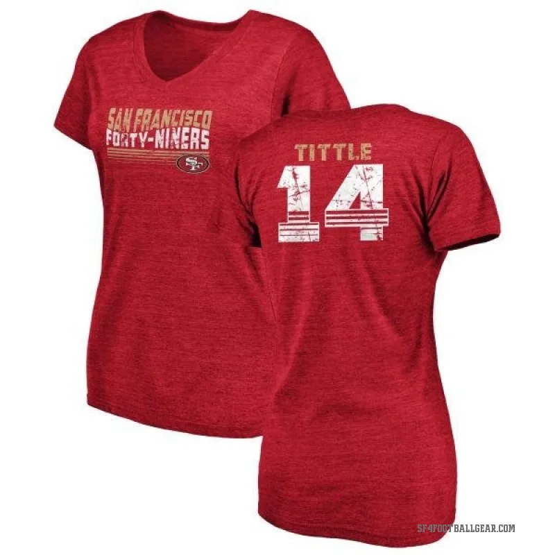 Y.A. Tittle Women's Red San Francisco 49ers Retro V-Neck T-Shirt -