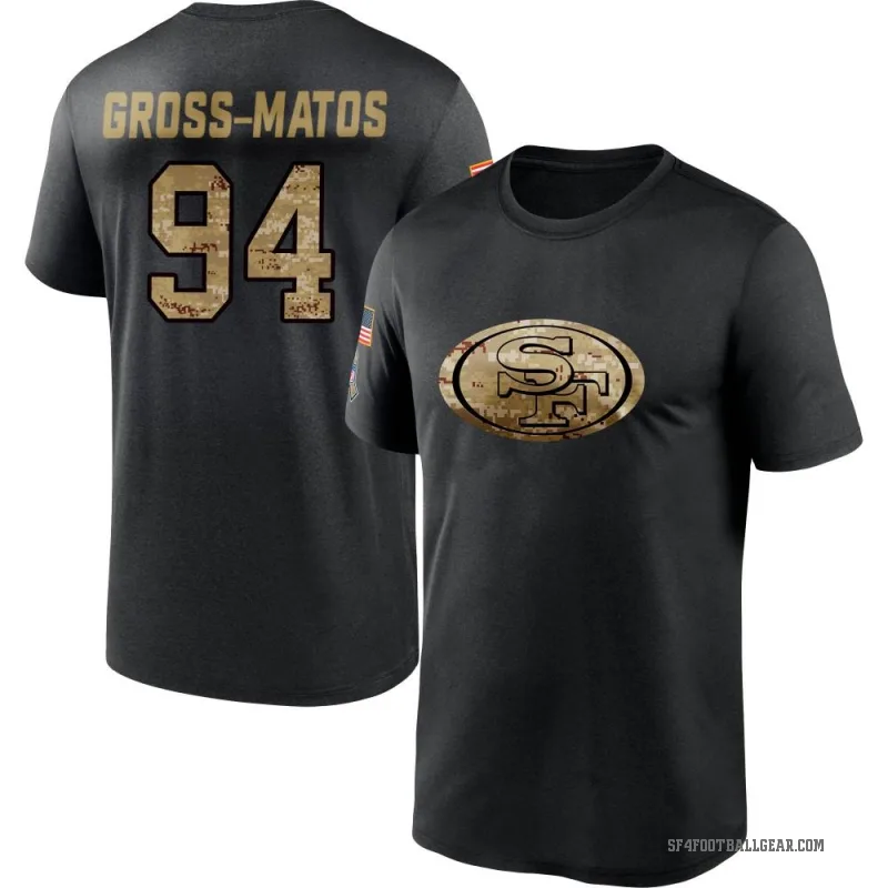 Yetur Gross-Matos Men's Black San Francisco 49ers 2020 Salute To Service Performance T-Shirt