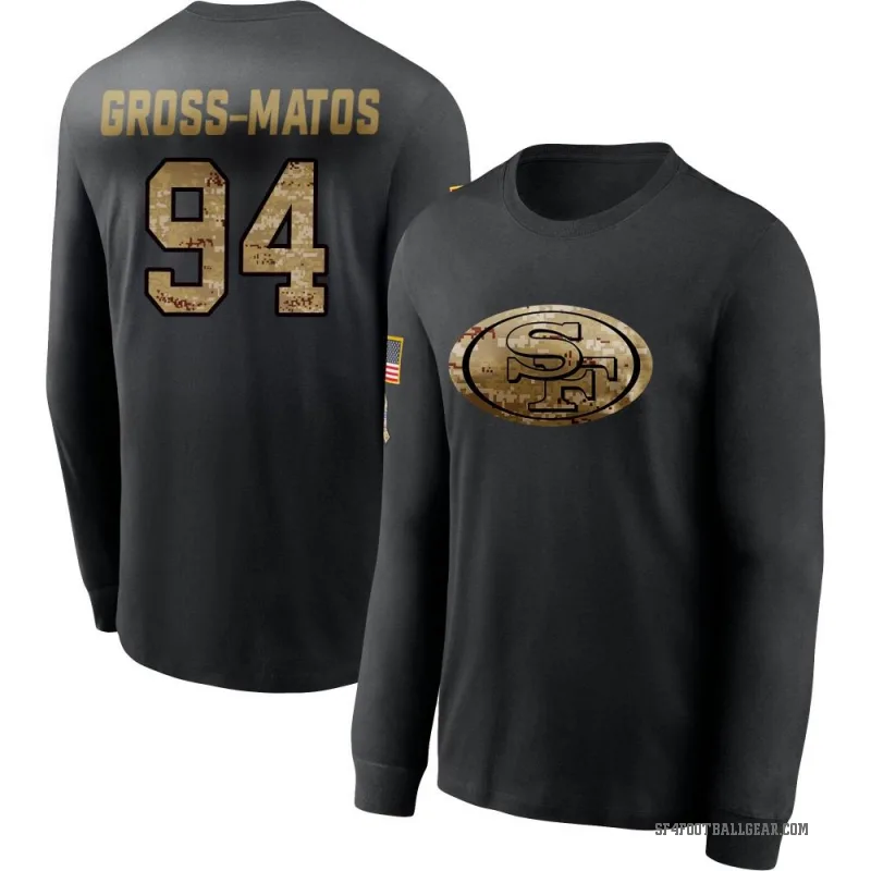 Yetur Gross-Matos Men's Black San Francisco 49ers 2020 Salute To Service Sideline Performance Long Sleeve T-Shirt