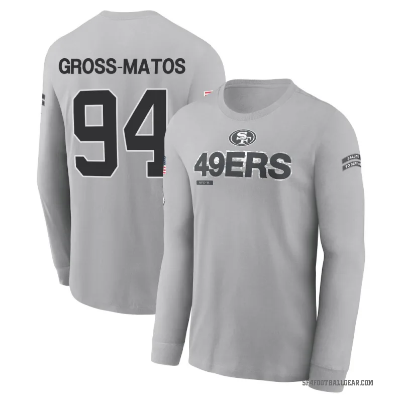 Yetur Gross-Matos Men's Gray San Francisco 49ers 2024 Salute to Service Long Sleeve T-Shirt