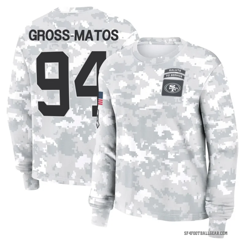 Yetur Gross-Matos Women's Camo San Francisco 49ers Arctic 2024 Salute to Service Long Sleeve T-Shirt