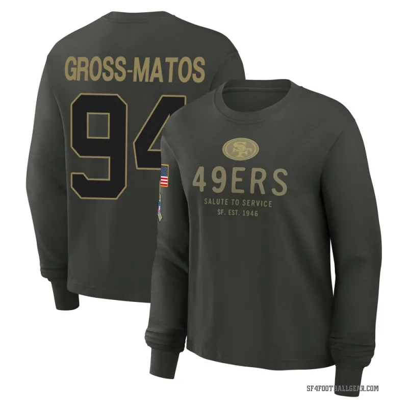 Yetur Gross-Matos Women's Green San Francisco 49ers Dark/ 2025 Salute to Service Sideline Long Sleeve T-Shirt