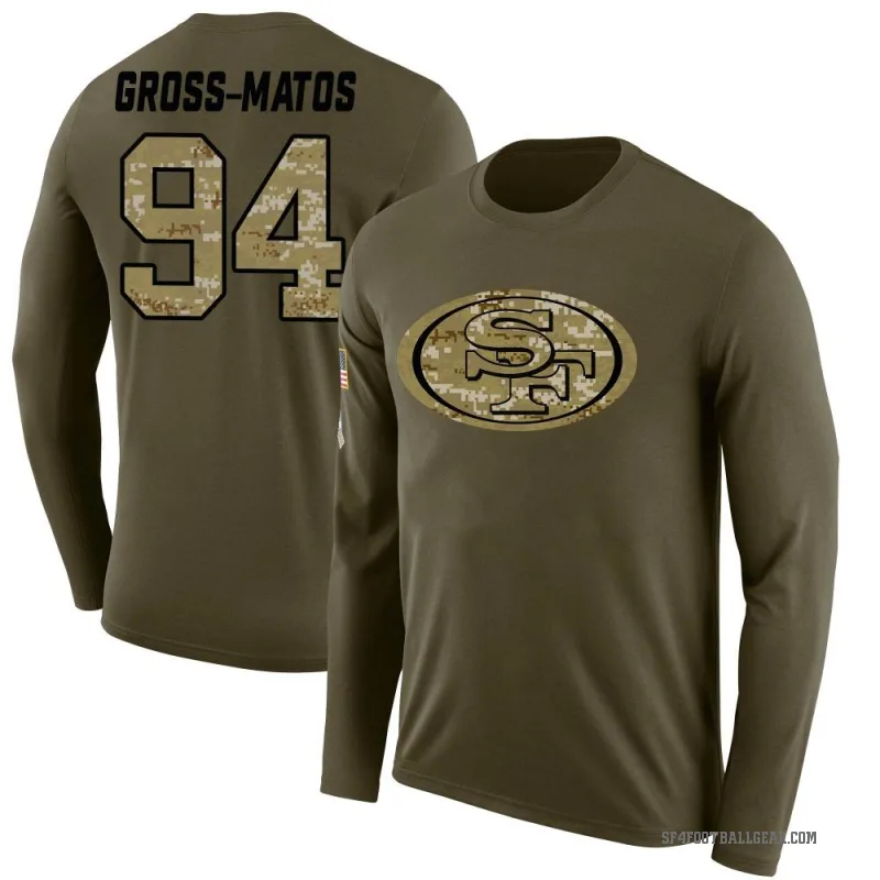 Yetur Gross-Matos Youth Olive San Francisco 49ers Salute to Service Sideline Long Sleeve T-Shirt