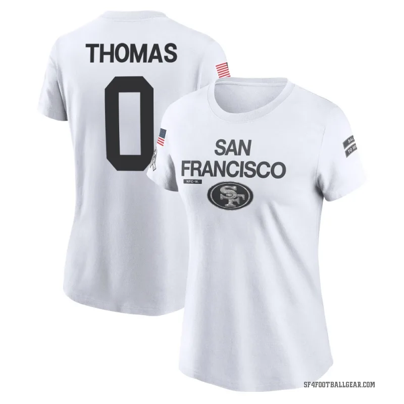 Zach Thomas Women's White San Francisco 49ers 2024 Salute to Service Performance T-Shirt